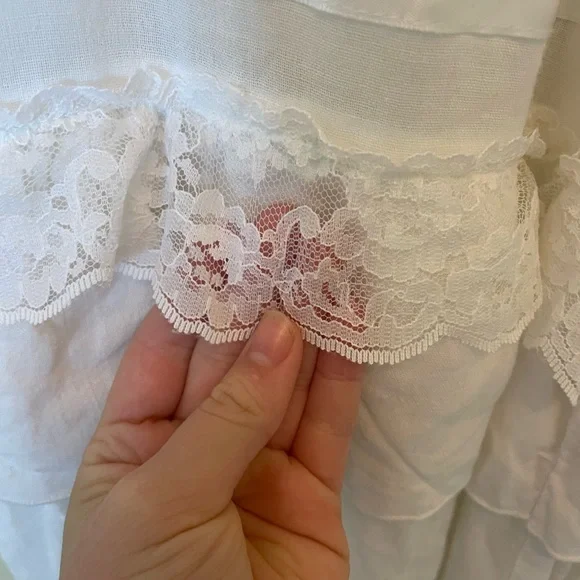 Free People white Tiered Wide Leg Pants - Picture 3 of 6